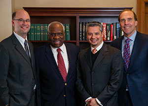 Professor Rick Garnett, Justice Clarence Thomas, Professor Vincent Munoz, and Dr