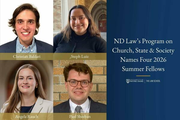 Headshots of four smiling individuals: Christian Baldari, Steph Luiz, Angela Rauch, and Paul Sheehan, 2026 Summer Fellows.